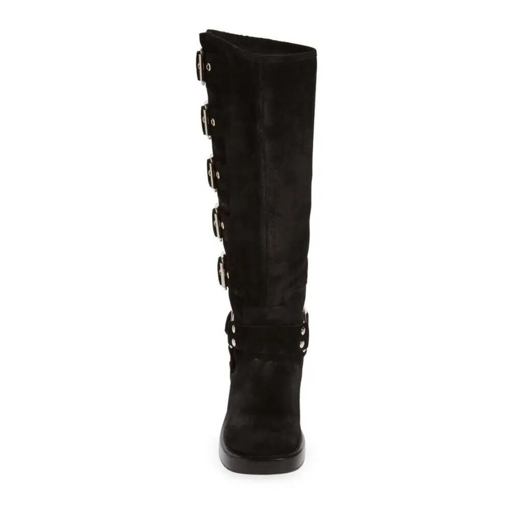 Jeffrey Campbell Trouble Buckle Boot Black Oiled Suede NEW tall boots sz 9 - Picture 5 of 12